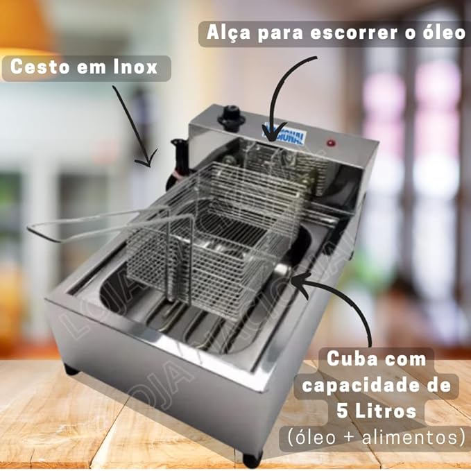 Fritadeira Industrial Elétrica 1 Cuba 5L 127V Loja Nacional