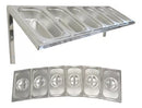 Condimentadora Pizzarola Parede Inox 6 Cubas 1/4 Com Tampas