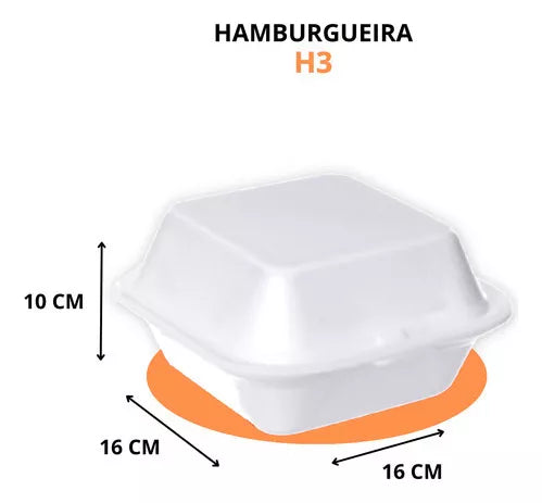 Embalagem Lanches Hambúrguer H3 Grande De Isopor 100un Full