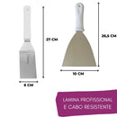 Kit Espátula em inox Reta 4 " e Curva 2,5" Premium Chapa Hambúrguer Lanchonetes Chapeiro Churrasco