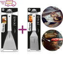 Kit Espátula em inox Reta 4 " e Curva 2,5" Premium Chapa Hambúrguer Lanchonetes Chapeiro Churrasco