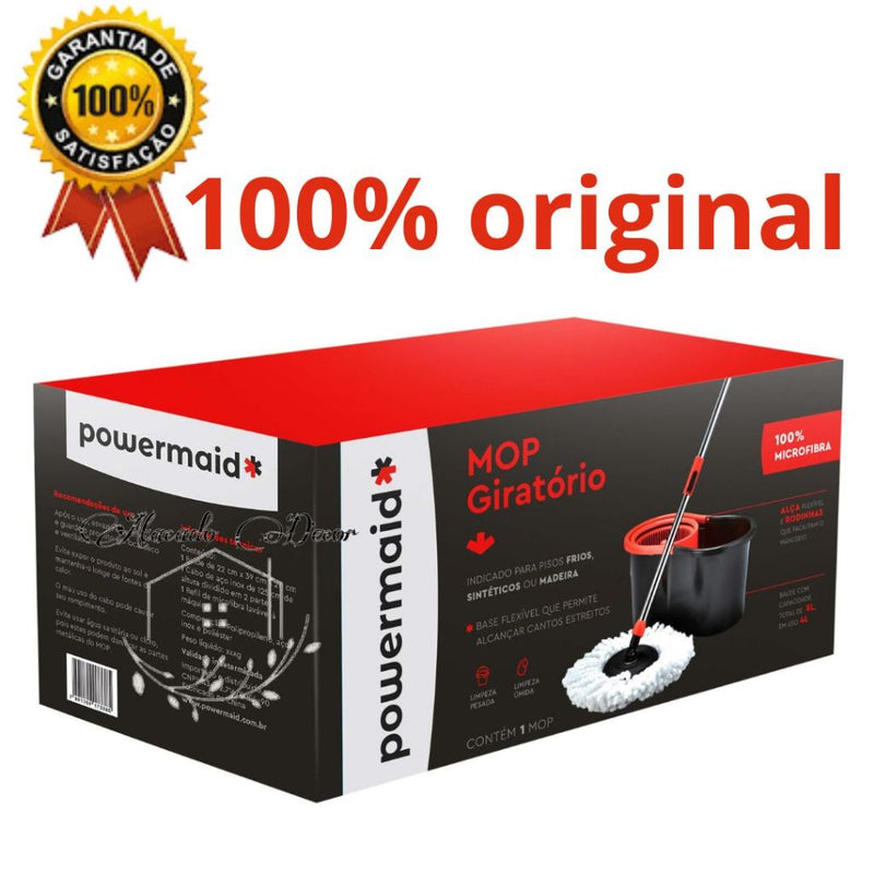 Mop Giratório Esfregão 360° Regulável Balde com Rodinha E Alça Rodo Limpeza Geral 100% original