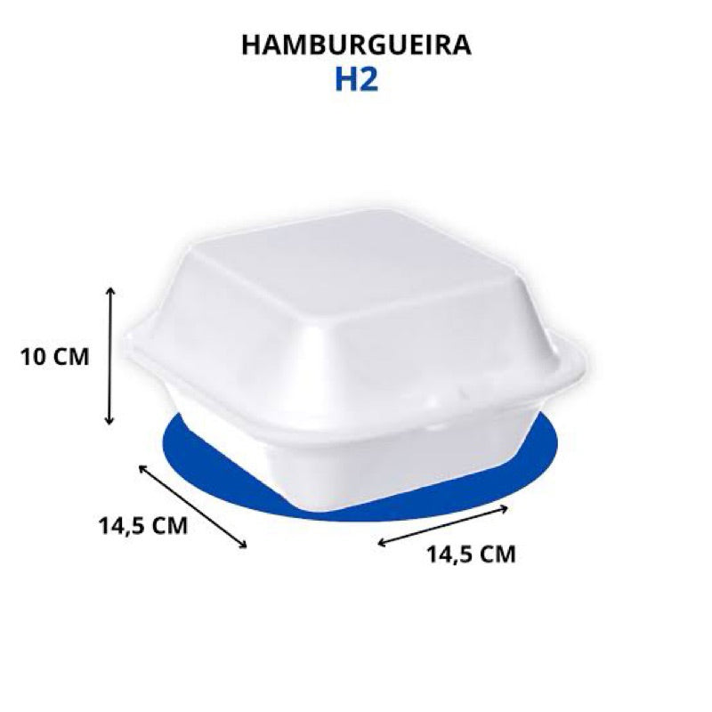 Hamburgueira H2 De Isopor Para Lanches Fritas Salada Com 100unidades restaurante/lanchonete/padaria