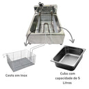 Fritadeira Elétrica Profissional 1 Cuba 5 Litros Inox 110V