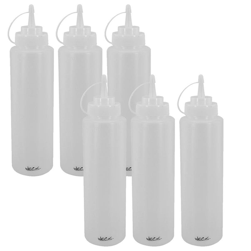 Kit 6 Bisnaga Profissional 800 ml Para Molho Ketchup Maionese Restaurante Food Truck Lanchonete Pastelaria Weck