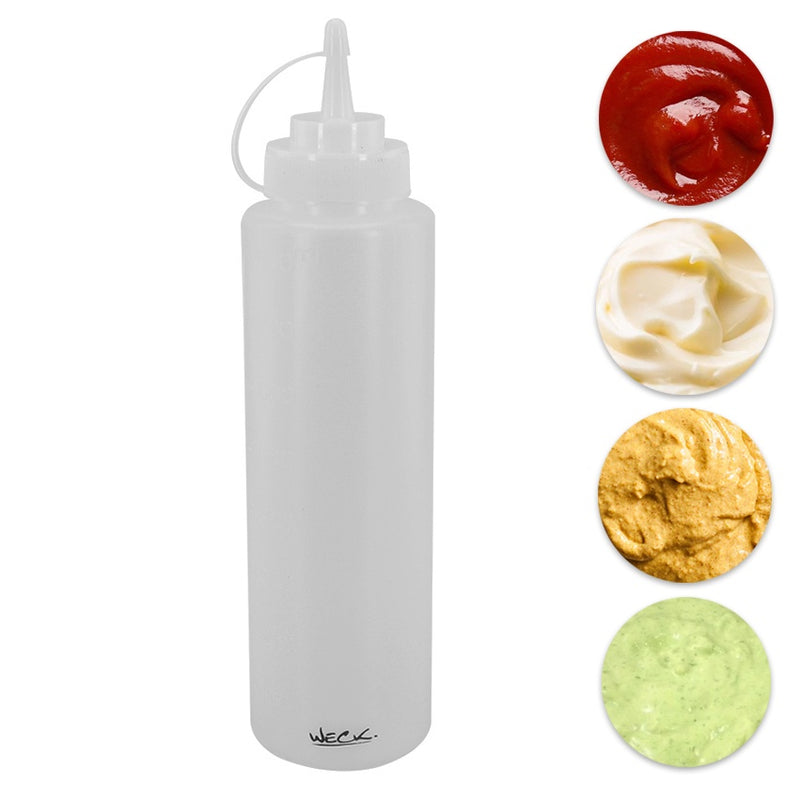 Kit 6 Bisnaga Profissional 800 ml Para Molho Ketchup Maionese Restaurante Food Truck Lanchonete Pastelaria Weck